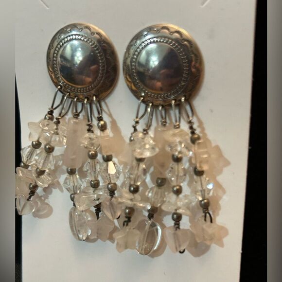 Rose Quartz star and heart earrings - Picture 3 of 6